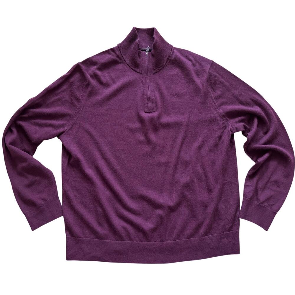 Banana Republic Factory Burgundy Red Merino Wool Long Sleeve Quarter Zip Sweater